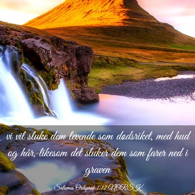 Picture 03 - Salomos Ordspråk 1:12 NORSK - vi vil sluke dem levende som dødsriket, med hud - Bible Verse Picture