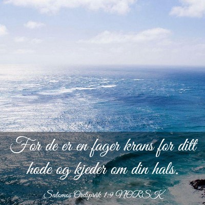 Picture 03 - Salomos Ordspråk 1:9 NORSK - For de er en fager krans for ditt hode og kjeder - Bible Verse Picture