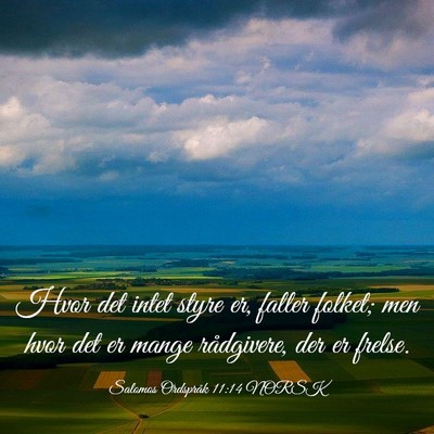 Picture 03 - Salomos Ordspråk 11:14 NORSK - Hvor det intet styre er, faller folket; men hvor - Bible Verse Picture