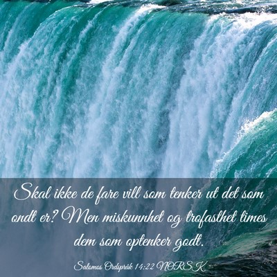 Picture 03 - Salomos Ordspråk 14:22 NORSK - Skal ikke de fare vill som tenker ut det som ondt - Bible Verse Picture
