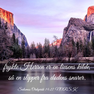 Picture 03 - Salomos Ordspråk 14:27 NORSK - frykte Herren er en livsens kilde, så en slipper - Bible Verse Picture