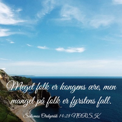Picture 03 - Salomos Ordspråk 14:28 NORSK - Meget folk er kongens ære, men mangel på folk - Bible Verse Picture