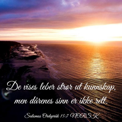 Picture 03 - Salomos Ordspråk 15:7 NORSK - De vises leber strør ut kunnskap, men dårenes - Bible Verse Picture