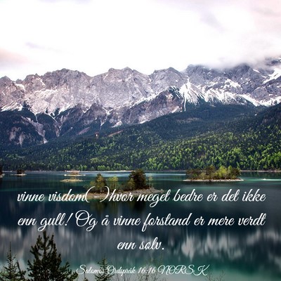 Picture 03 - Salomos Ordspråk 16:16 NORSK - vinne visdom(-)hvor meget bedre er det ikke enn - Bible Verse Picture