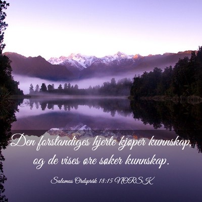 Picture 03 - Salomos Ordspråk 18:15 NORSK - Den forstandiges hjerte kjøper kunnskap, og de - Bible Verse Picture