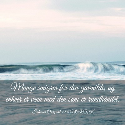 Picture 03 - Salomos Ordspråk 19:6 NORSK - Mange smigrer for den gavmilde, og enhver er venn - Bible Verse Picture