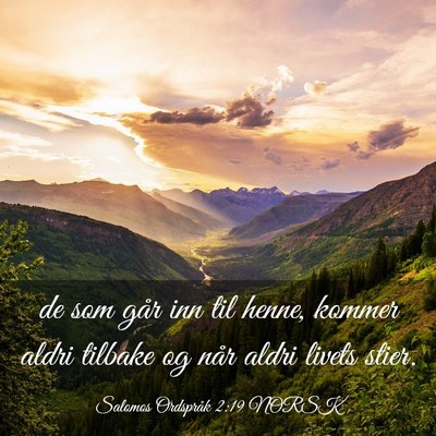 Picture 03 - Salomos Ordspråk 2:19 NORSK - de som går inn til henne, kommer aldri tilbake - Bible Verse Picture