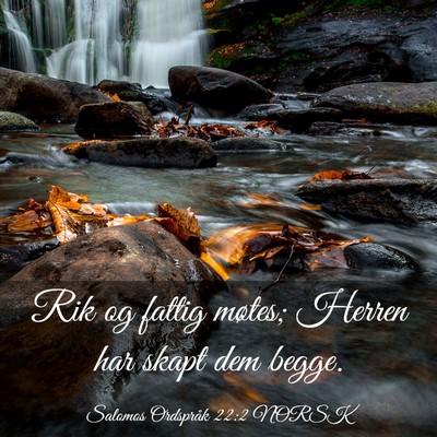 Picture 03 - Salomos Ordspråk 22:2 NORSK - Rik og fattig møtes; Herren har skapt dem - Bible Verse Picture
