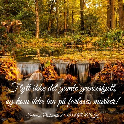 Picture 03 - Salomos Ordspråk 23:10 NORSK - Flytt ikke det gamle grenseskjell, og kom ikke - Bible Verse Picture
