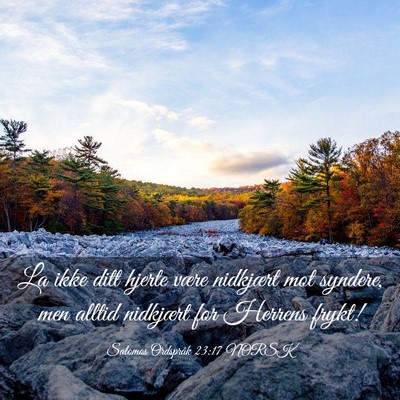 Picture 03 - Salomos Ordspråk 23:17 NORSK - La ikke ditt hjerte være nidkjært mot syndere, - Bible Verse Picture