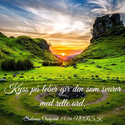 Picture 03 - Salomos Ordspråk 24:26 NORSK - Kyss på leber gir den som svarer med rette - Bible Verse Picture