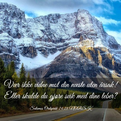 Picture 03 - Salomos Ordspråk 24:28 NORSK - Vær ikke vidne mot din næste uten årsak! Eller - Bible Verse Picture