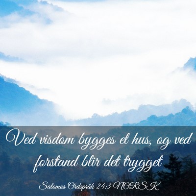 Picture 03 - Salomos Ordspråk 24:3 NORSK - Ved visdom bygges et hus, og ved forstand blir - Bible Verse Picture