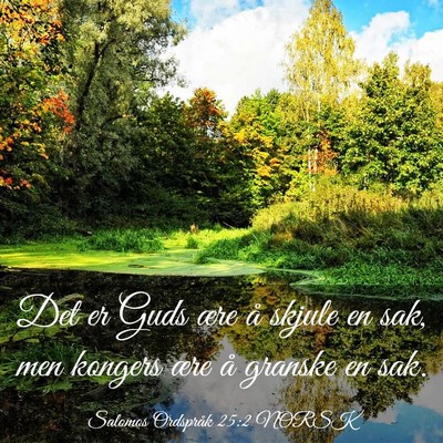 Picture 03 - Salomos Ordspråk 25:2 NORSK - Det er Guds ære å skjule en sak, men kongers - Bible Verse Picture