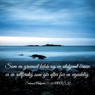 Picture 03 - Salomos Ordspråk 25:26 NORSK - Som en grumset kilde og en utskjemt brønn er en - Bible Verse Picture
