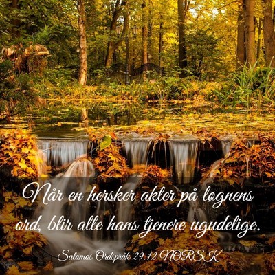 Picture 03 - Salomos Ordspråk 29:12 NORSK - Når en hersker akter på løgnens ord, blir alle - Bible Verse Picture