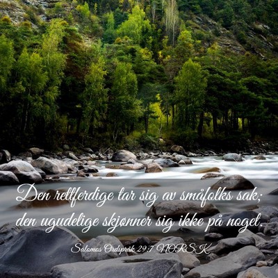 Picture 03 - Salomos Ordspråk 29:7 NORSK - Den rettferdige tar sig av småfolks sak; den - Bible Verse Picture