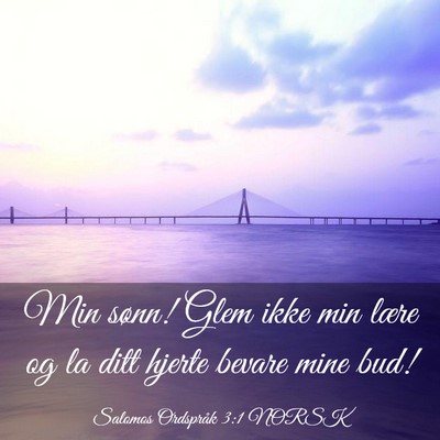 Picture 03 - Salomos Ordspråk 3:1 NORSK - Min sønn! Glem ikke min lære og la ditt hjerte - Bible Verse Picture