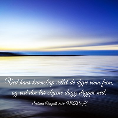 Picture 03 - Salomos Ordspråk 3:20 NORSK - Ved hans kunnskap vellet de dype vann frem, og - Bible Verse Picture