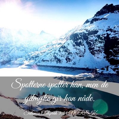 Picture 03 - Salomos Ordspråk 3:34 NORSK - Spotterne spotter han, men de ydmyke gir han - Bible Verse Picture