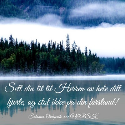 Picture 03 - Salomos Ordspråk 3:5 NORSK - Sett din lit til Herren av hele ditt hjerte, og - Bible Verse Picture