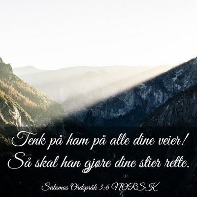 Picture 03 - Salomos Ordspråk 3:6 NORSK - Tenk på ham på alle dine veier! Så skal han - Bible Verse Picture