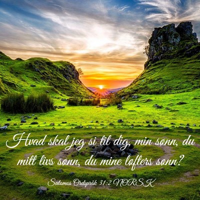 Picture 03 - Salomos Ordspråk 31:2 NORSK - Hvad skal jeg si til dig, min sønn, du mitt livs - Bible Verse Picture