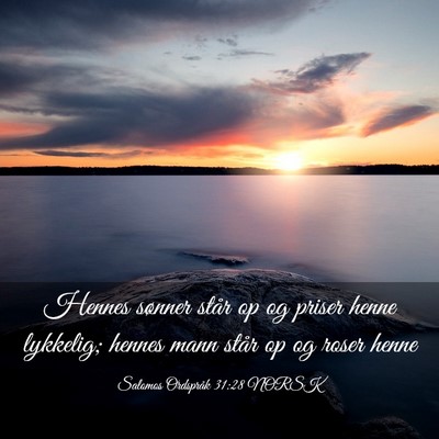 Picture 03 - Salomos Ordspråk 31:28 NORSK - Hennes sønner står op og priser henne lykkelig; - Bible Verse Picture