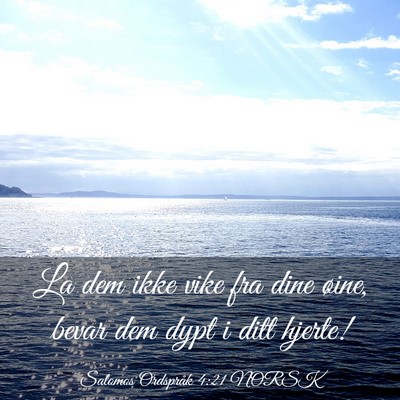 Picture 03 - Salomos Ordspråk 4:21 NORSK - La dem ikke vike fra dine øine, bevar dem dypt i - Bible Verse Picture