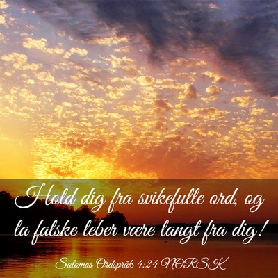 Picture 03 - Salomos Ordspråk 4:24 NORSK - Hold dig fra svikefulle ord, og la falske leber - Bible Verse Picture