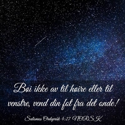 Picture 03 - Salomos Ordspråk 4:27 NORSK - Bøi ikke av til høire eller til venstre, vend - Bible Verse Picture