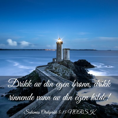 Picture 03 - Salomos Ordspråk 5:15 NORSK - Drikk av din egen brønn, drikk rinnende vann av - Bible Verse Picture