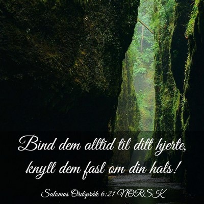 Picture 03 - Salomos Ordspråk 6:21 NORSK - Bind dem alltid til ditt hjerte, knytt dem fast - Bible Verse Picture