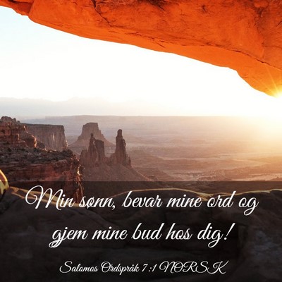 Picture 03 - Salomos Ordspråk 7:1 NORSK - Min sønn, bevar mine ord og gjem mine bud hos - Bible Verse Picture