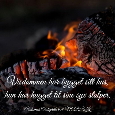 Picture 03 - Salomos Ordspråk 9:1 NORSK - Visdommen har bygget sitt hus, hun har hugget til - Bible Verse Picture