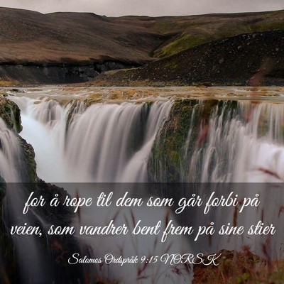 Picture 03 - Salomos Ordspråk 9:15 NORSK - for å rope til dem som går forbi på veien, som - Bible Verse Picture