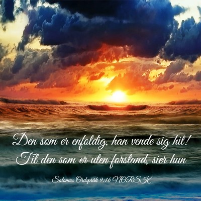 Picture 03 - Salomos Ordspråk 9:16 NORSK - Den som er enfoldig, han vende sig hit! Til den - Bible Verse Picture