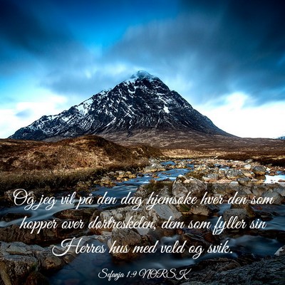 Picture 03 - Sefanja 1:9 NORSK - Og jeg vil på den dag hjemsøke hver den som - Bible Verse Picture