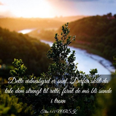 Picture 03 - Titus 1:13 NORSK - Dette vidnesbyrd er sant. Derfor skal du tale dem - Bible Verse Picture