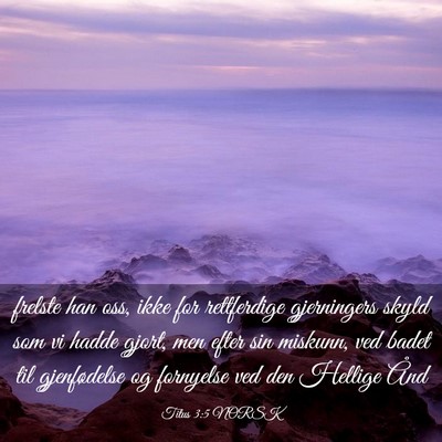 Picture 03 - Titus 3:5 NORSK - frelste han oss, ikke for rettferdige gjerningers - Bible Verse Picture