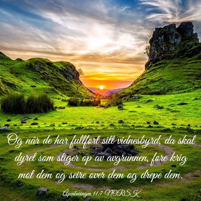 Picture 03 - Åpenbaringen 11:7 NORSK - Og når de har fullført sitt vidnesbyrd, da skal - Bible Verse Picture