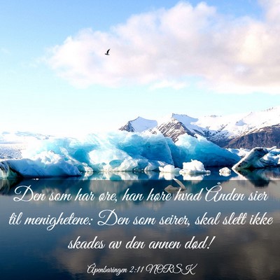 Picture 03 - Åpenbaringen 2:11 NORSK - Den som har øre, han høre hvad Ånden sier til - Bible Verse Picture