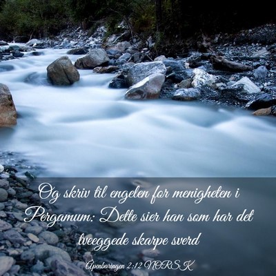Picture 03 - Åpenbaringen 2:12 NORSK - Og skriv til engelen for menigheten i Pergamum: - Bible Verse Picture