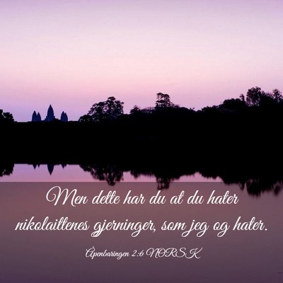 Picture 03 - Åpenbaringen 2:6 NORSK - Men dette har du at du hater nikolaittenes - Bible Verse Picture