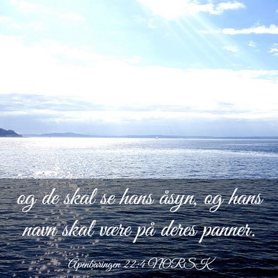 Picture 03 - Åpenbaringen 22:4 NORSK - og de skal se hans åsyn, og hans navn skal være - Bible Verse Picture