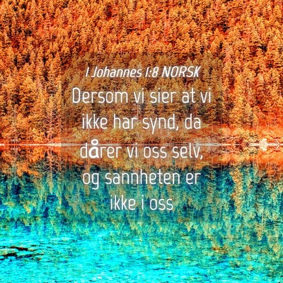Picture 04 - 1 Johannes 1:8 NORSK - Dersom vi sier at vi ikke har synd, da dårer vi - Bible Verse Picture