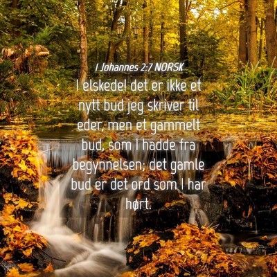 Picture 04 - 1 Johannes 2:7 NORSK - I elskede! det er ikke et nytt bud jeg skriver - Bible Verse Picture