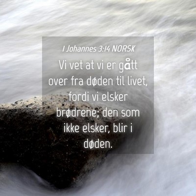 Picture 04 - 1 Johannes 3:14 NORSK - Vi vet at vi er gått over fra døden til livet, - Bible Verse Picture
