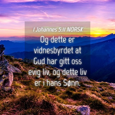Picture 04 - 1 Johannes 5:11 NORSK - Og dette er vidnesbyrdet at Gud har gitt oss evig - Bible Verse Picture