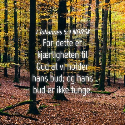 Picture 04 - 1 Johannes 5:3 NORSK - For dette er kjærligheten til Gud at vi holder - Bible Verse Picture